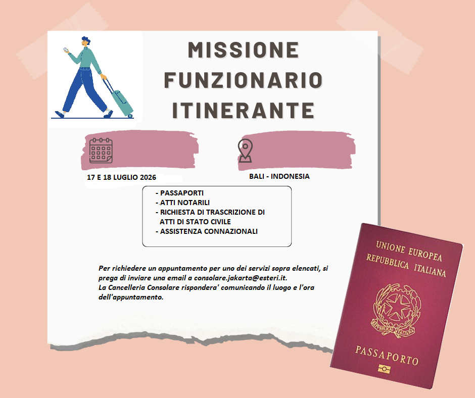 Annuncio Funzionario Itinerante Bali